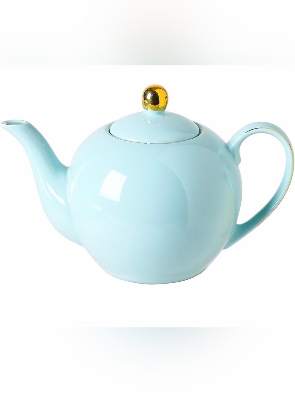 Blue Porcelain Teapot with Gold Trim Loose Leaf Tea 30 Oz Pot